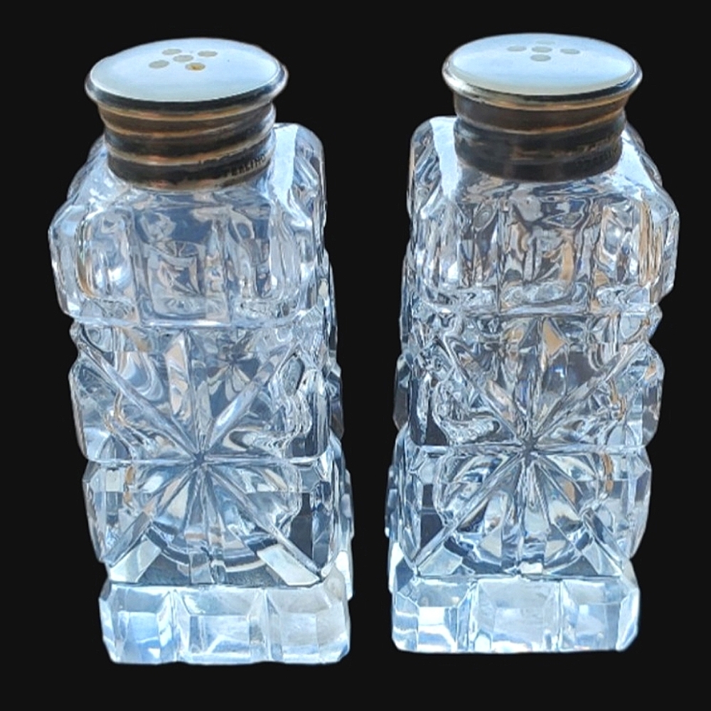 Vintage Crystal Salt and Pepper Shakers.